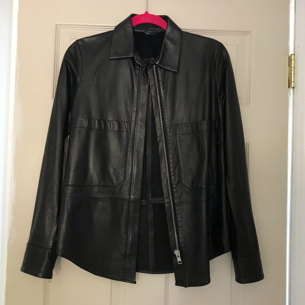 ZARA STUDIO oversized leather shirt jacket